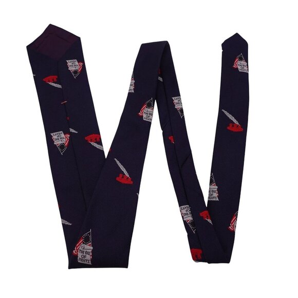 Unbranded Tie OS Blue Embroidered Bill Of Rights USA Flag Patriotic Adjustable - Picture 5 of 8